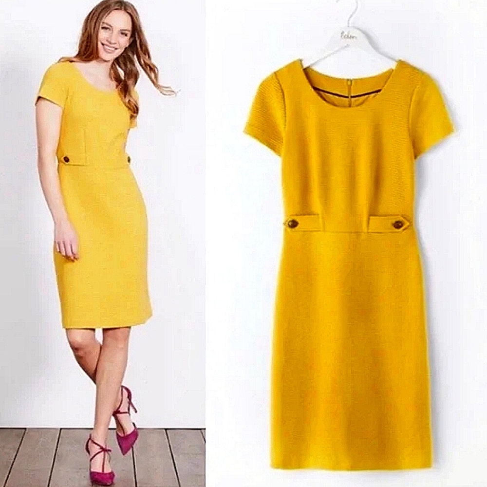 Boden Yellow Short Sleeve Dress